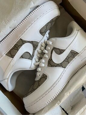 Custom Nike Air Force Ones with Gucci Accents